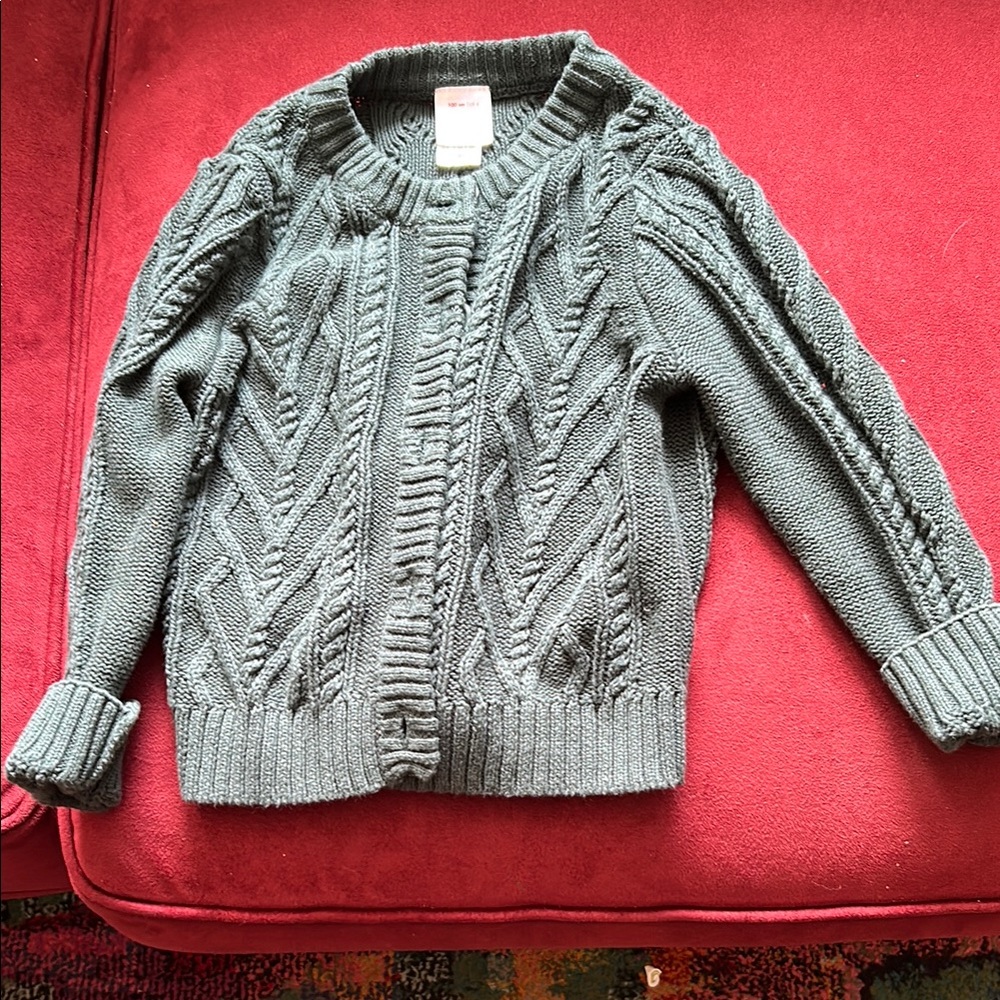 Hanna Andersson Gray Cable Knit Cardigan Sweater